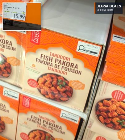 SATO Tandoori Fish Pakora, 1.36 kg, from Costco for $15.99, an easy frozen Indian snack.