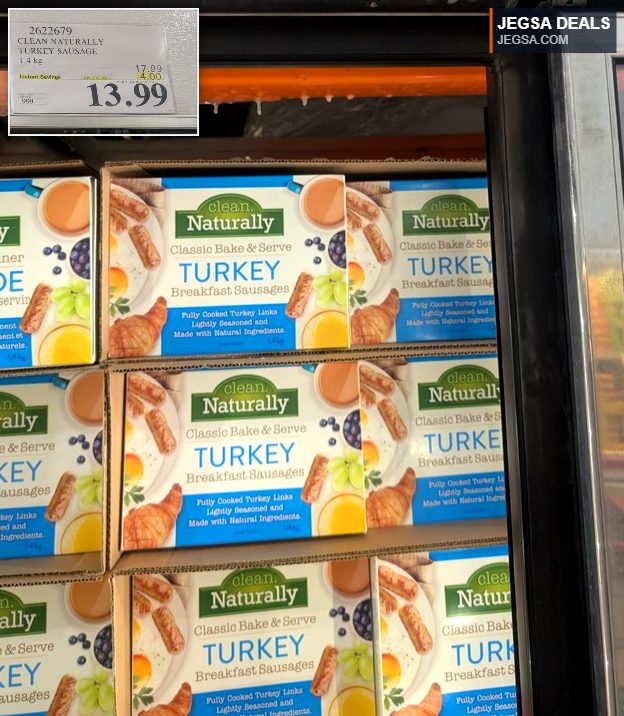 Clean Naturally Classic Bake & Serve Turkey Breakfast Sausages 1.4kg from Costco, $13.99.