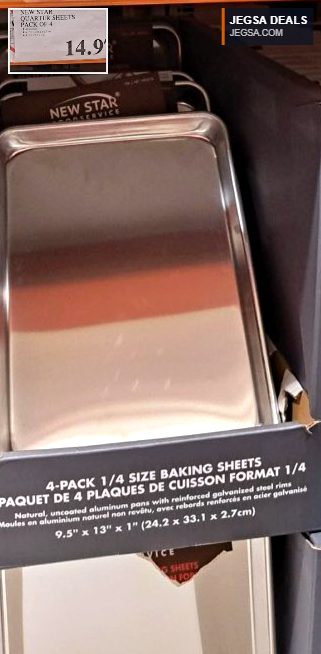 New Star 4-pack natural aluminum quarter baking sheets with galvanized steel rims from Costco for $14.97.