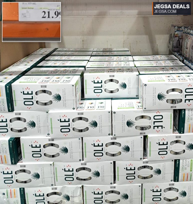 OLÉ Mocktail Variety Pack, 18 x 355 mL, available at Costco for $21.99 with instant savings.