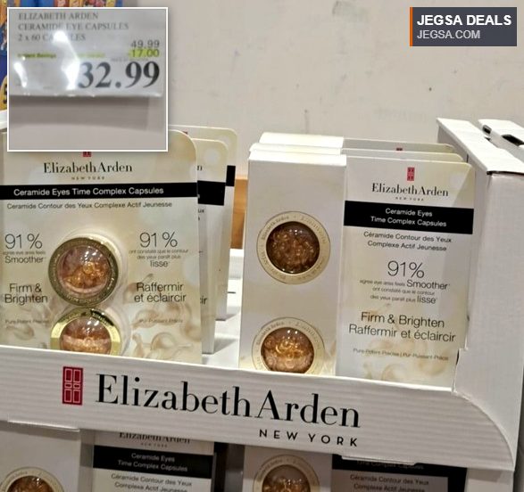 Elizabeth Arden Ceramide Eyes Time Complex Capsules for firming and brightening, 2x60 count, available at Costco.