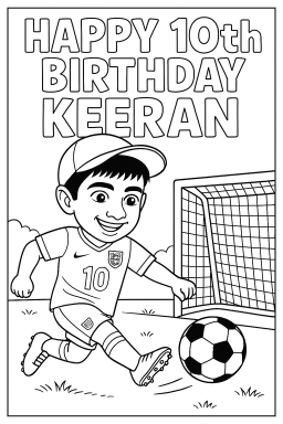 Color in Birthday Card For Young Footballer thumbnail