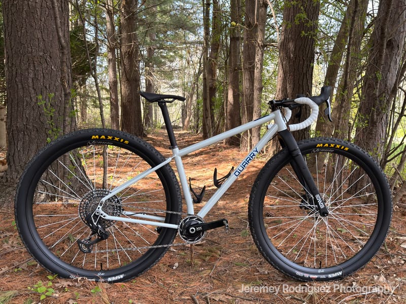 White Gravel Bike in a Pine Forest