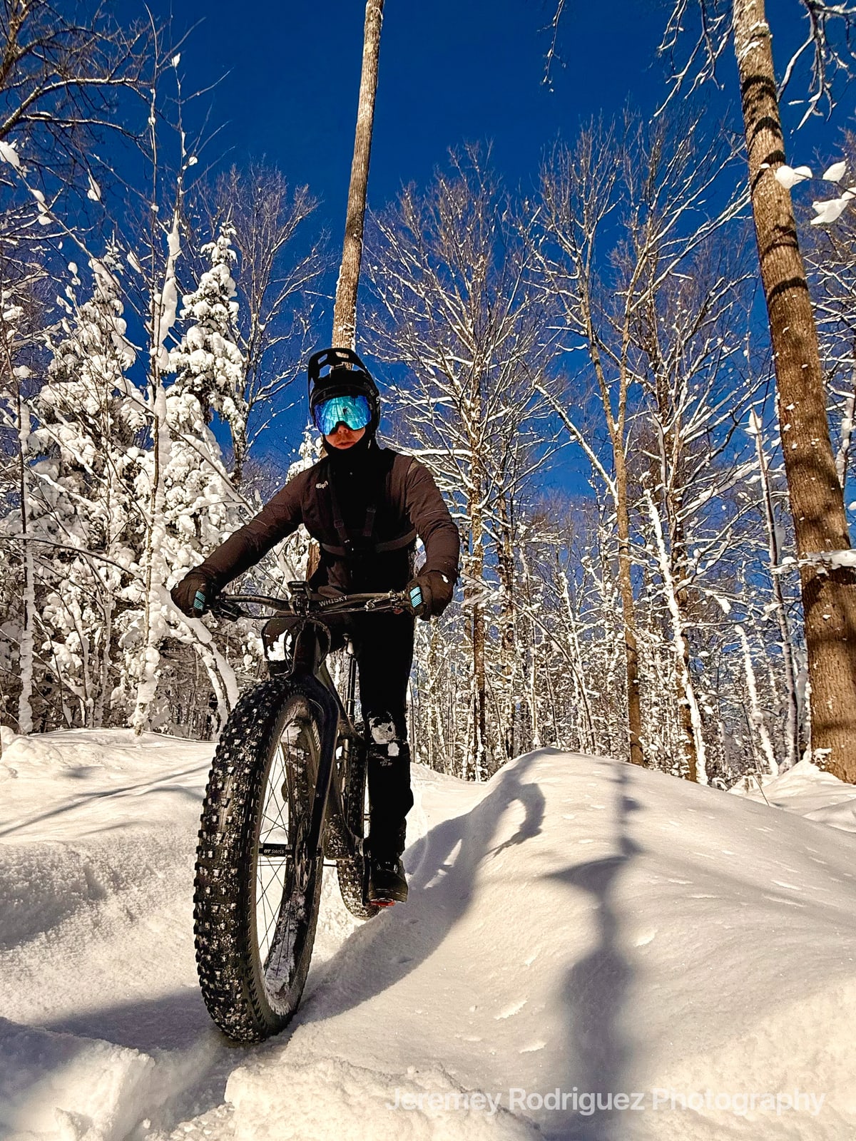 Fat Biker Riding Through Deep Snow