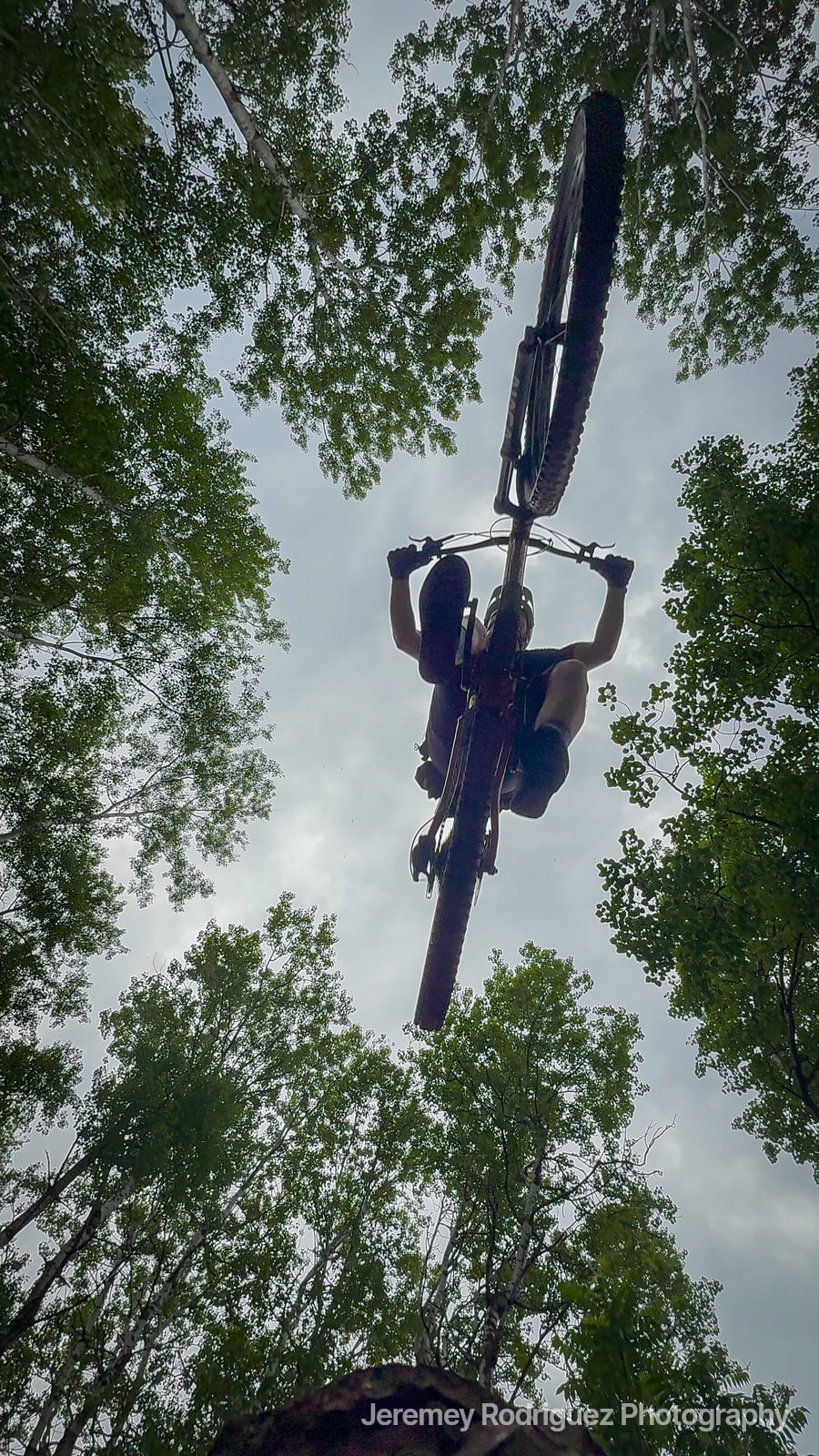 Looking Up at a Mountain Bike Jump
