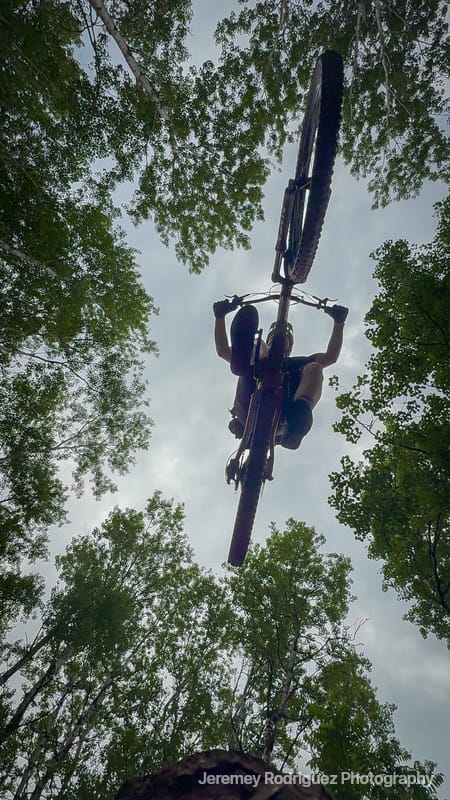 Looking Up at a Mountain Bike Jump