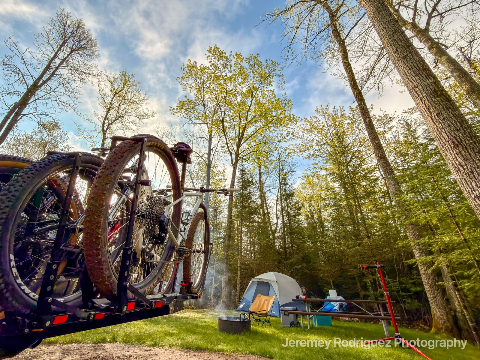Campsite With Mountain Bikes on the Rack