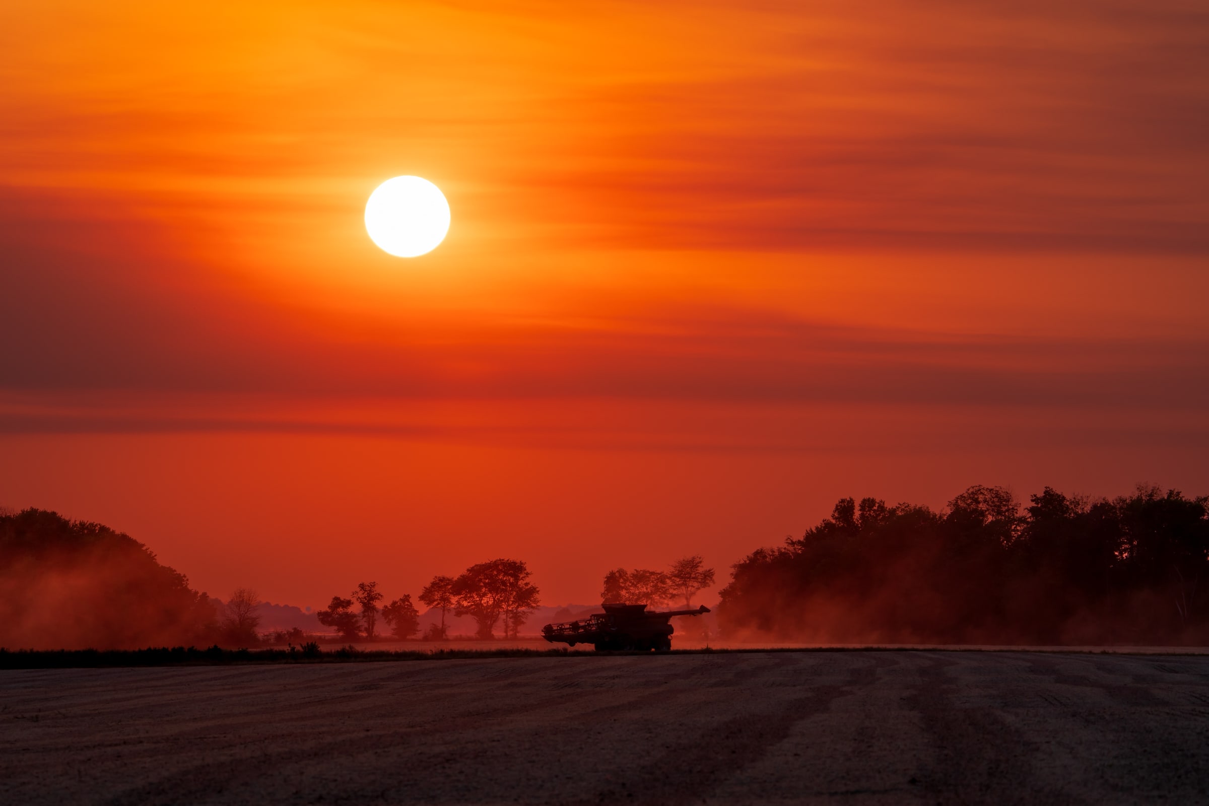 Fiery Sunset Over a Kentucky Harvest