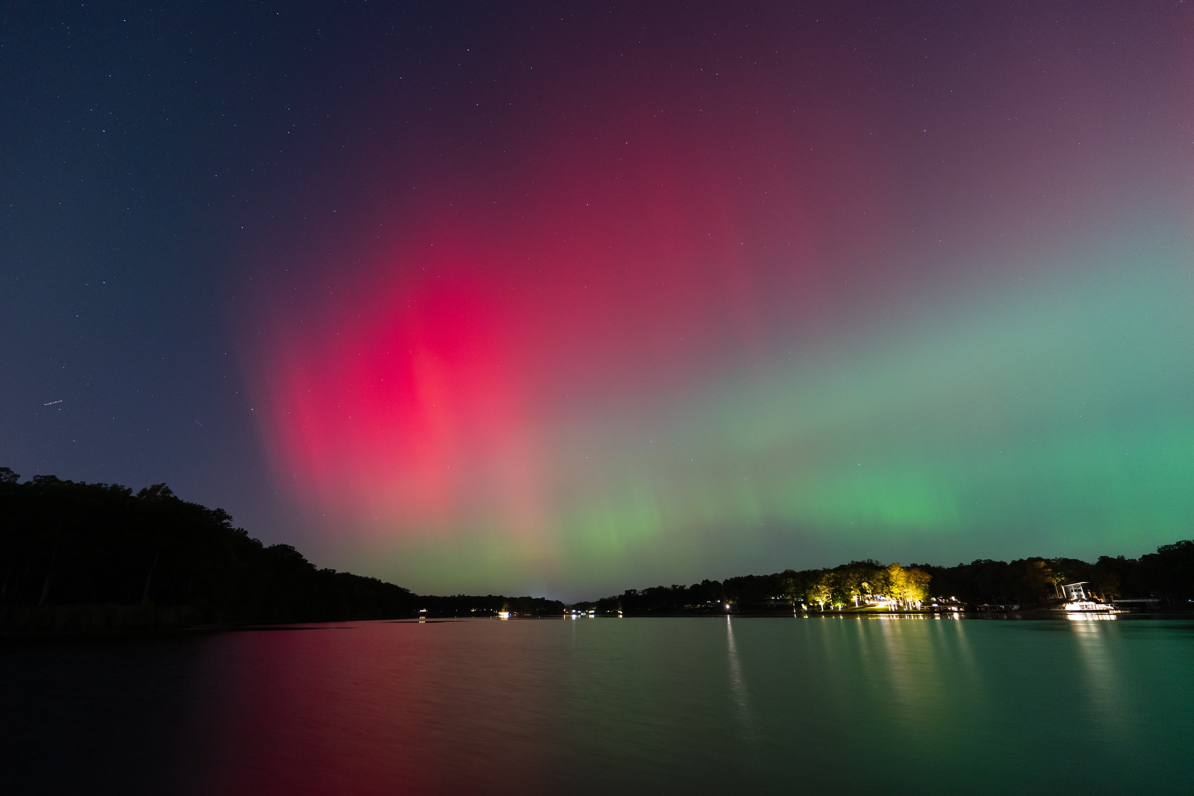 Aurora Borealis Reflected in Still Lake