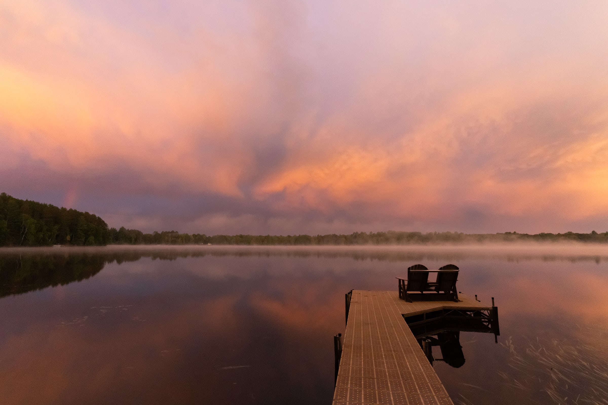Northwoods Pink Sunrise Reflected on Calm Lake