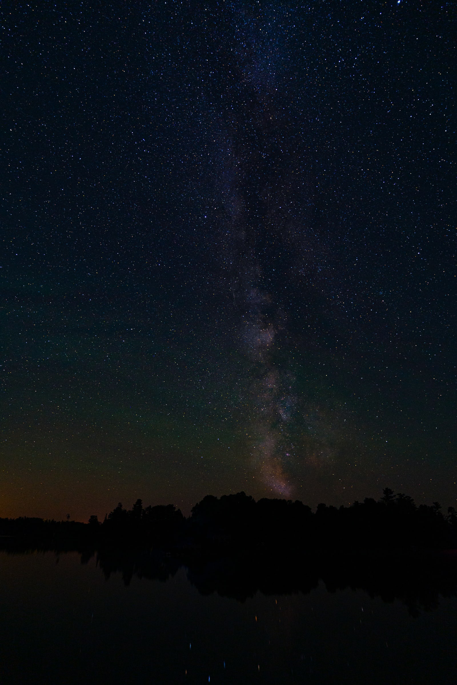 Vertical Milky Way Over a Calm Lake