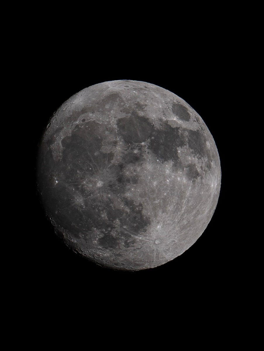 Detailed Waxing Gibbous Moon Close-Up