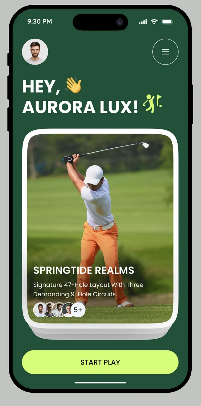 Golfer mid-swing during a guided warm-up