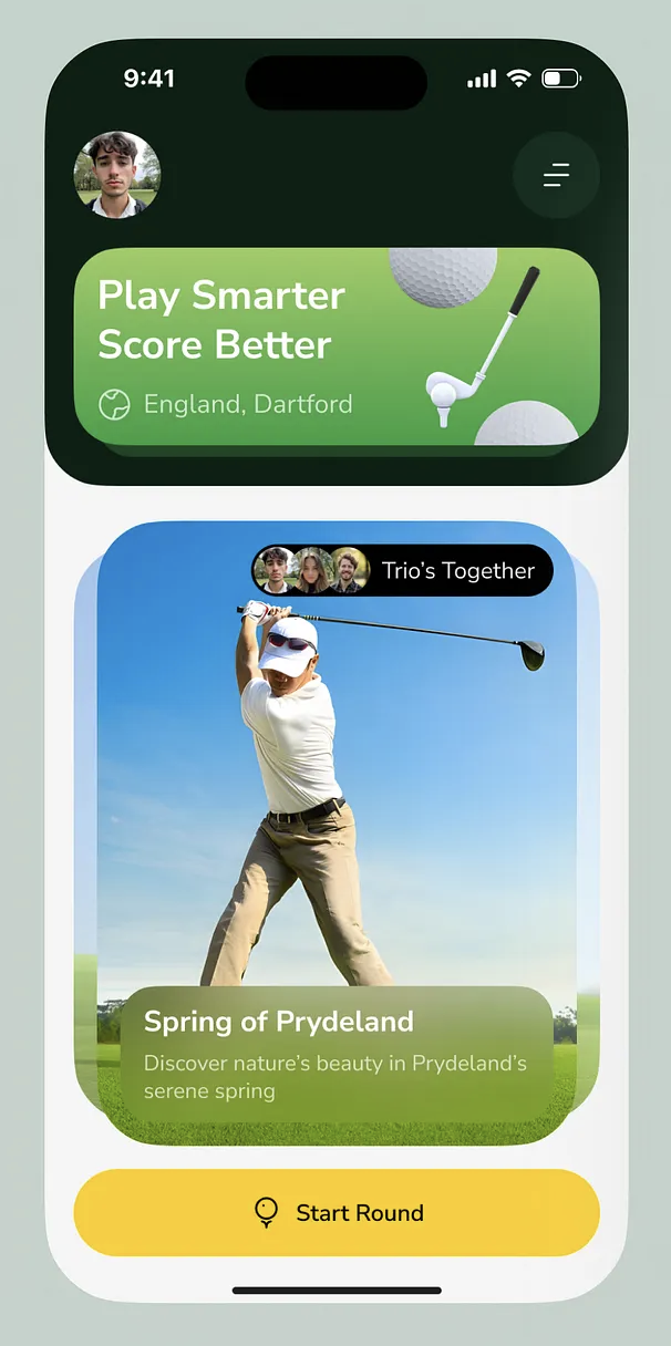 Golfer warming up with the Front Nine app