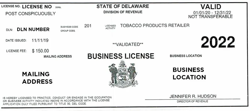 Delware Tobacco License