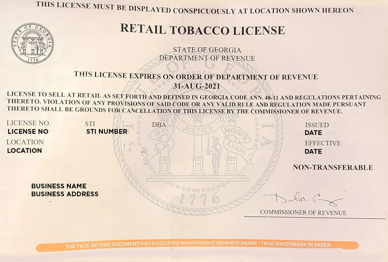 Georgia Tobacco License