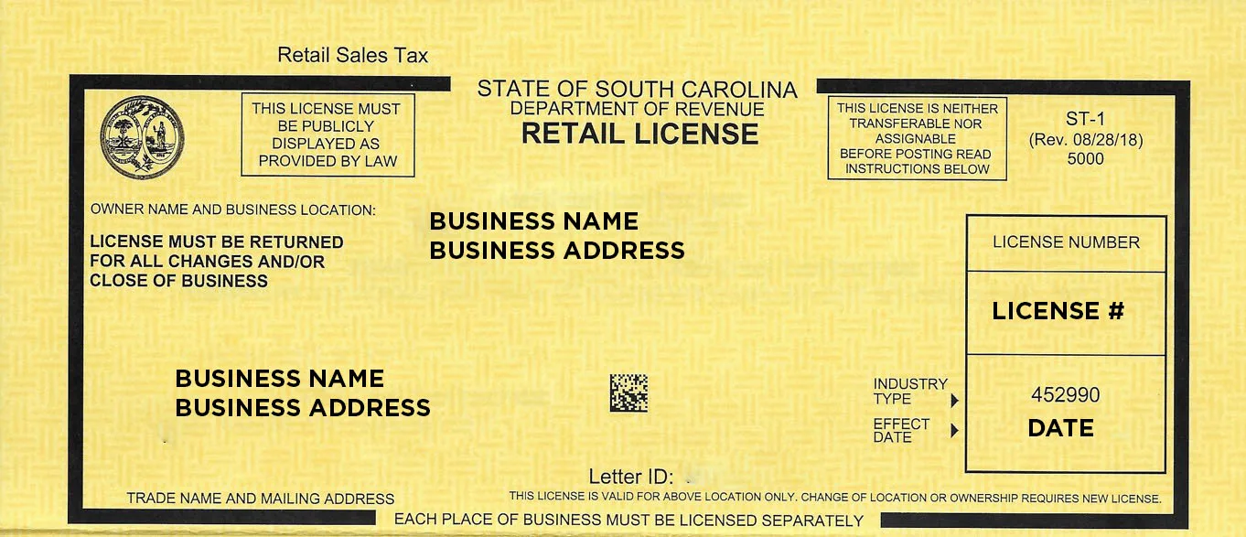 South Carolina Tax Permit