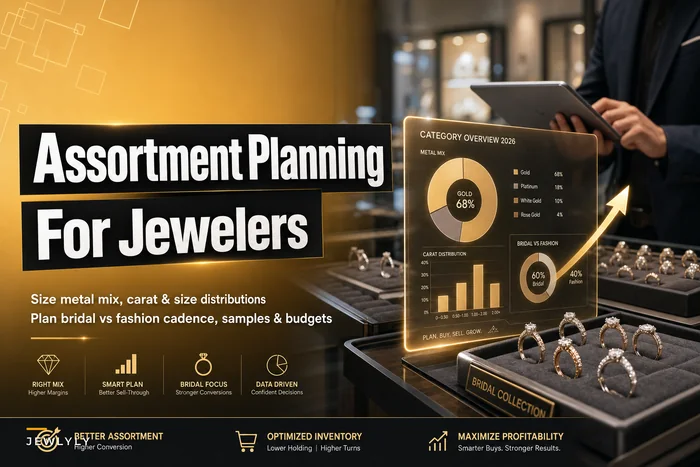 Category-level assortment planning for jewelers: size your metal mix and bridal cadence