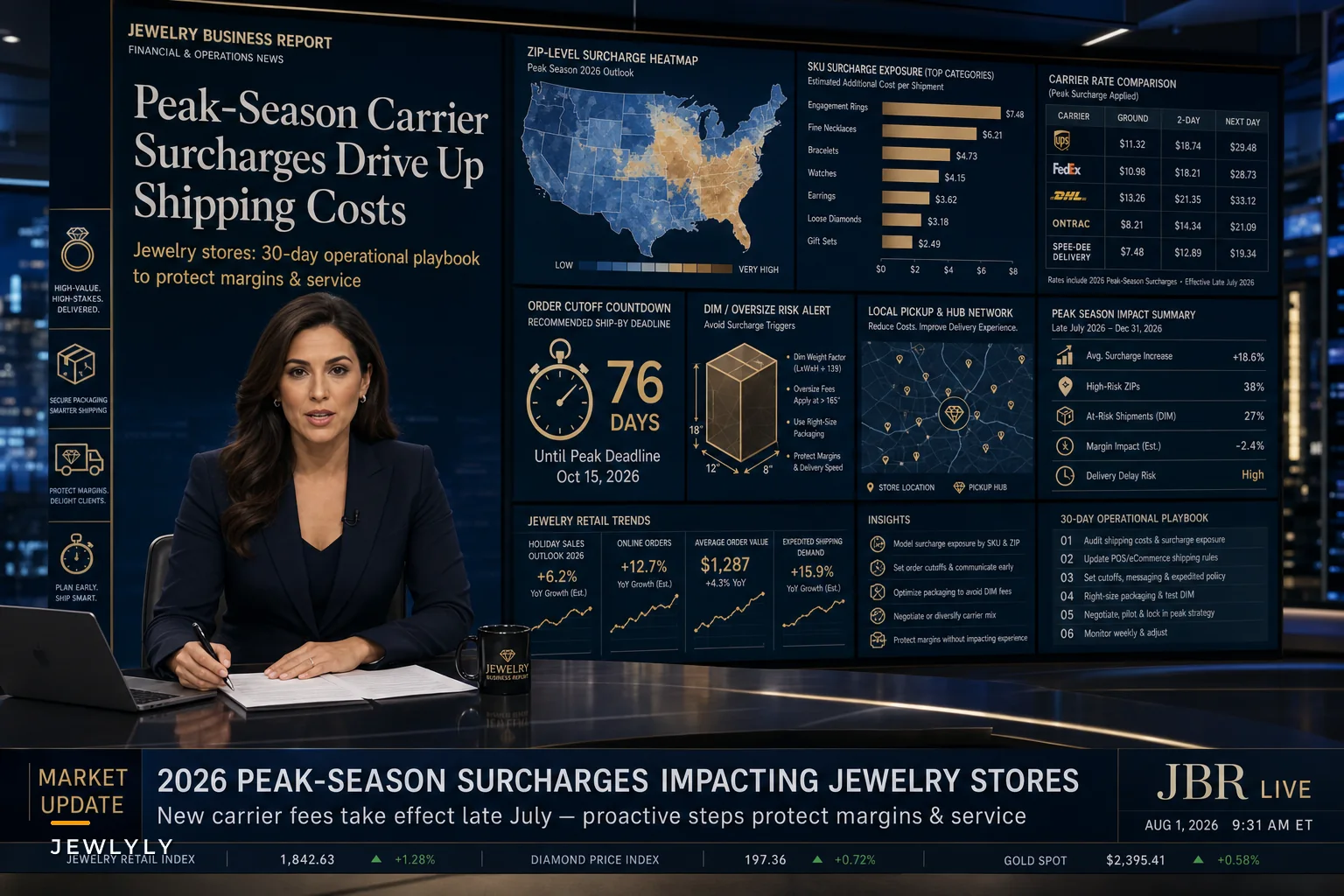 How 2026 Peak-Season Carrier Surcharges Will Raise Your Shipping Costs — Tactical Steps for Jewelry Stores