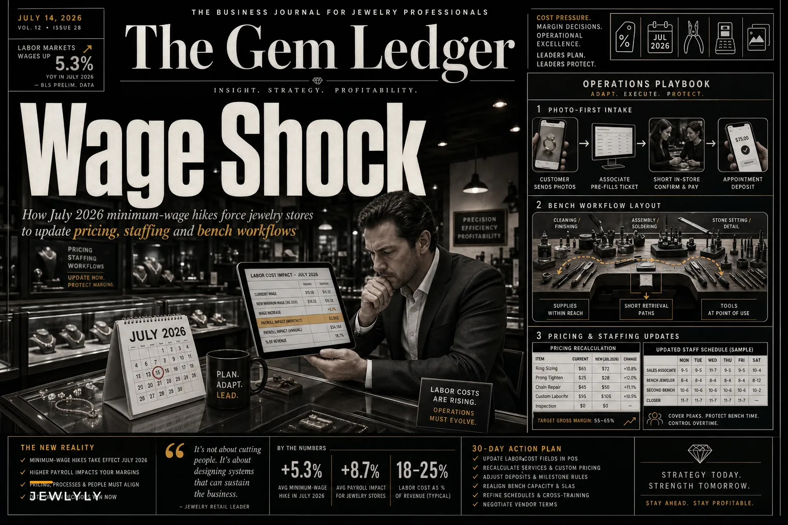 Responding to July 2026 Minimum‑Wage Hikes: A Practical Operations Playbook for Jewelry Stores