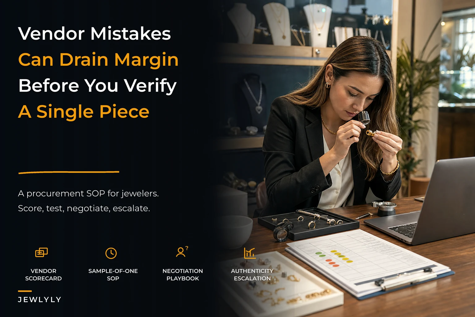 Vendor scorecards and procurement SOPs for jewelers: verify authenticity and protect margin