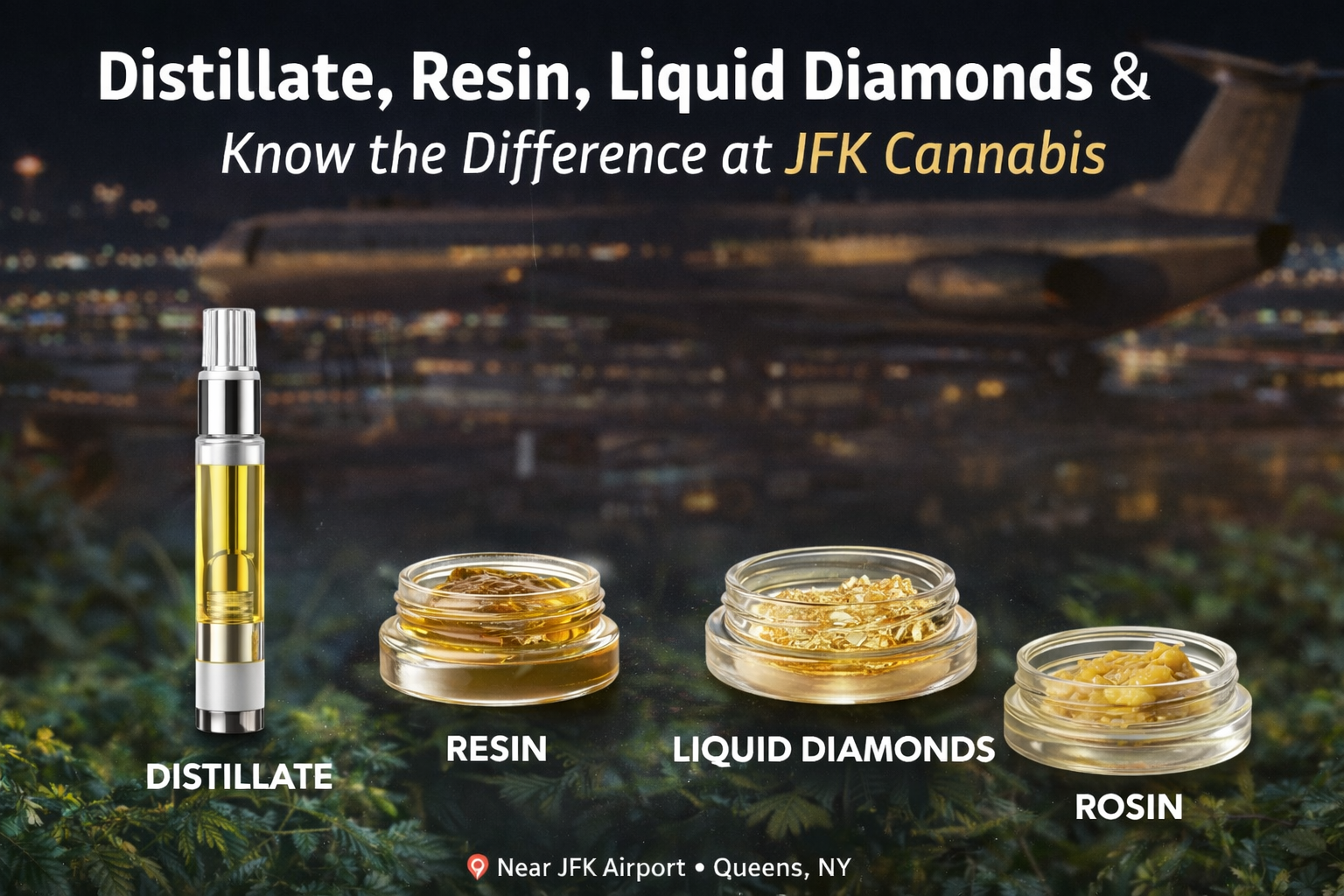 Distillate, Resin, Liquid Diamonds, and Rosin. Know the Difference at JFK Cannabis Dispensary