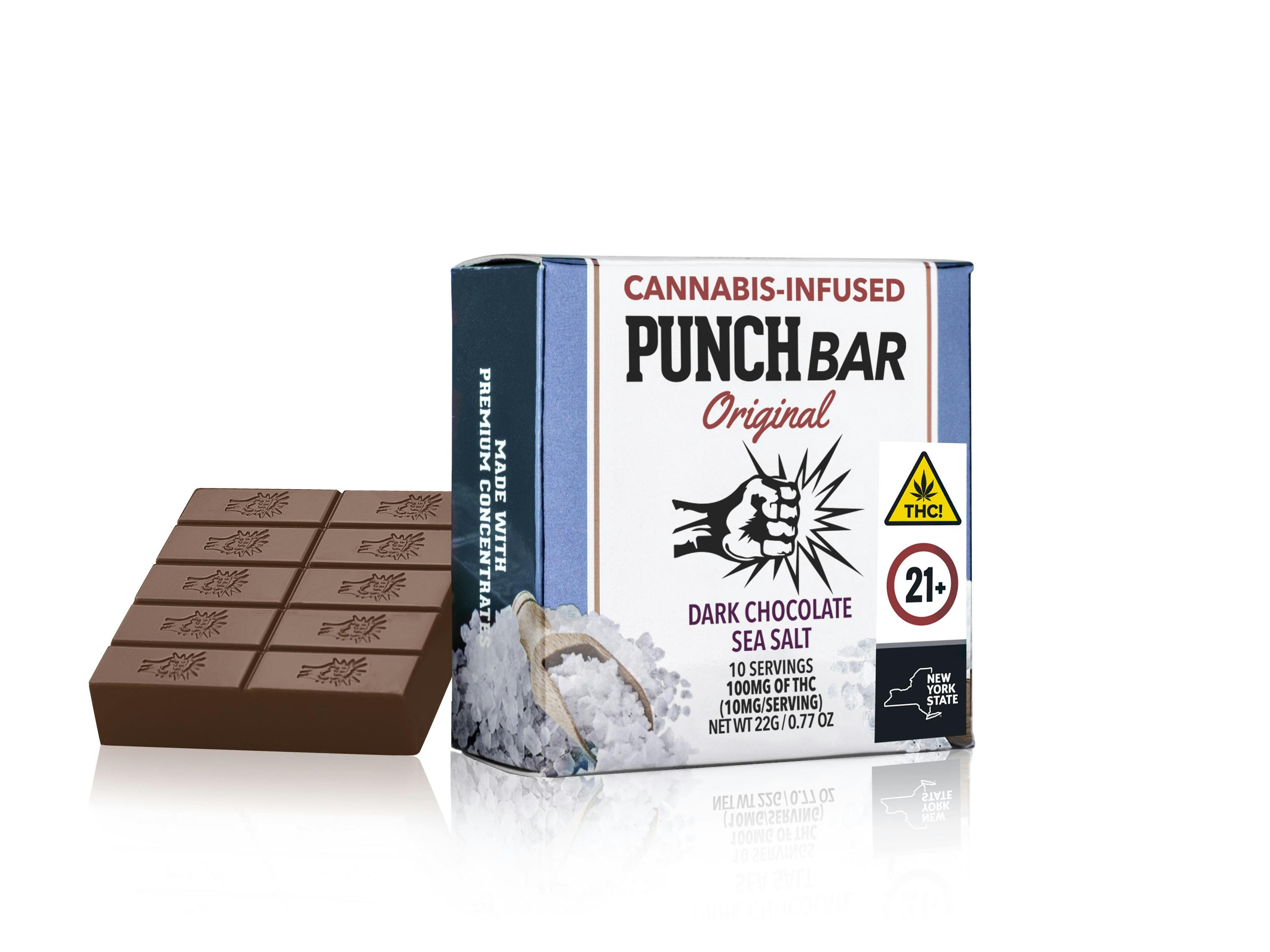 Dark Chocolate Sea Salt THC bar by Punch Bar 100mg
