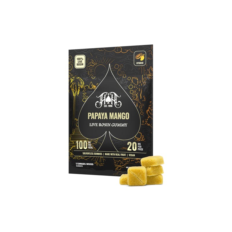 Papaya Mango Certified Kosher Live Rosin Gummies by Heavy Hitters 100mg