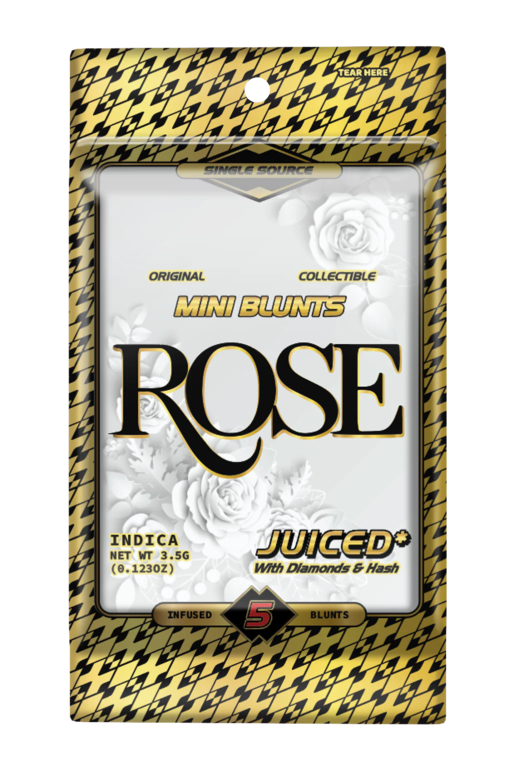 Rose Double Infused Glass Tip Blunt 5 pack by Sluggers 3.5g