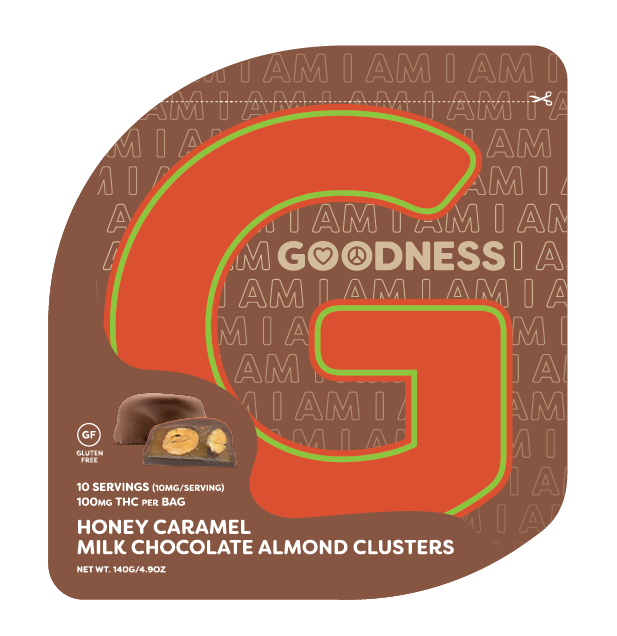 Honey Caramel Milk Chocolate Almond Clusters 10 pack by I Am Goodness 100mg