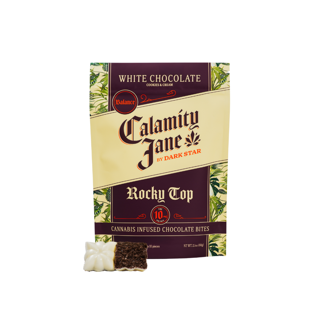 Cookies and cream Rocky Top Chocolate Bites 10 pack By Calamity Jane 100mg
