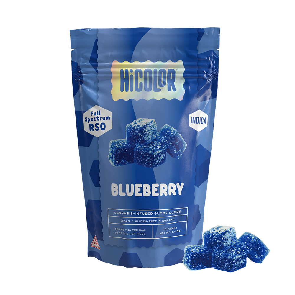 Blueberry RSO THC Gummies 10 pack by Hi color 100mg