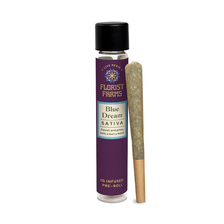 Blue Dream live resin Infused single pre roll by florist farms 1g