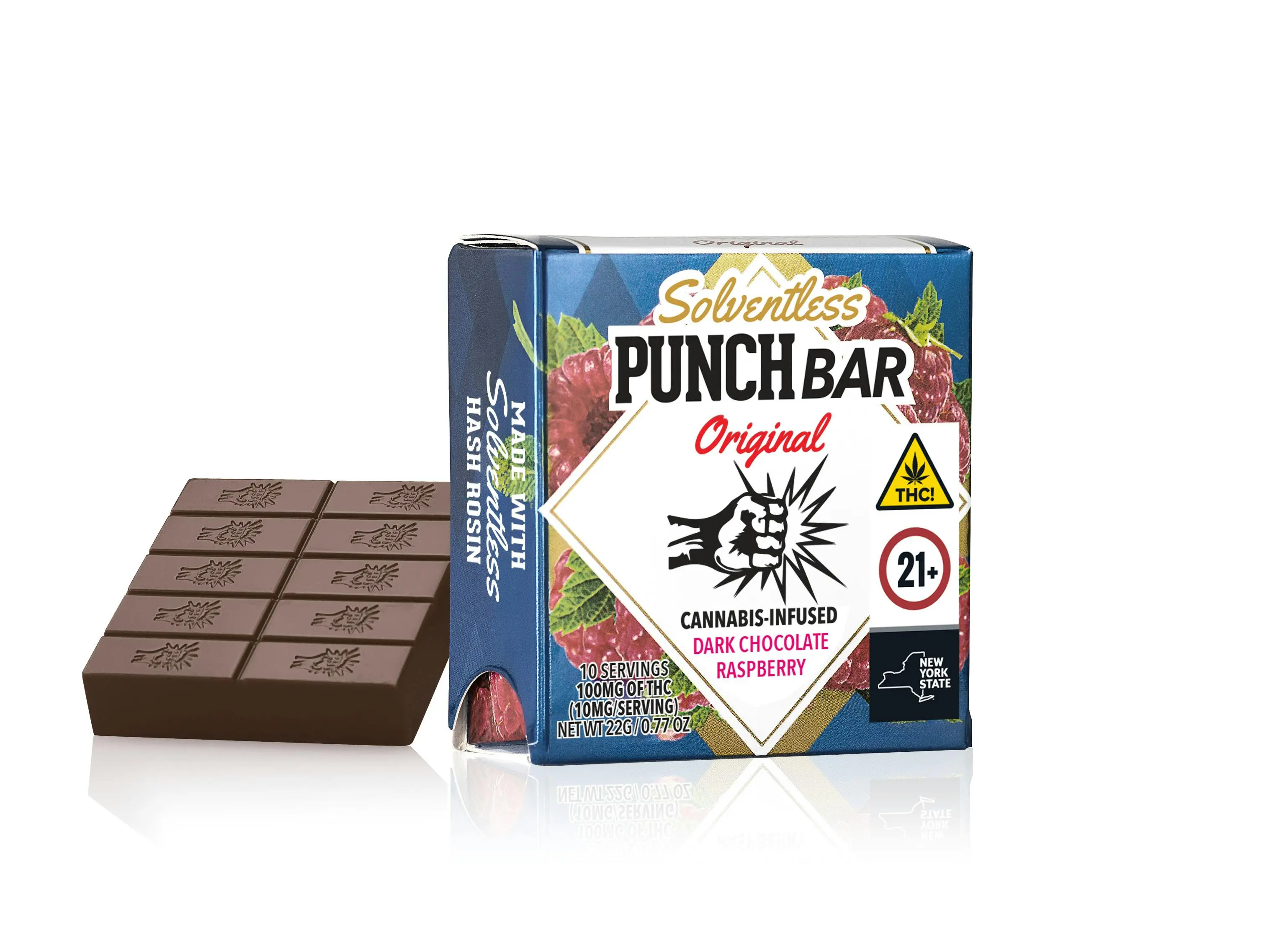 Raspberry Dark Chocolate THC bar (solventless) by Punch Bar 100mg
