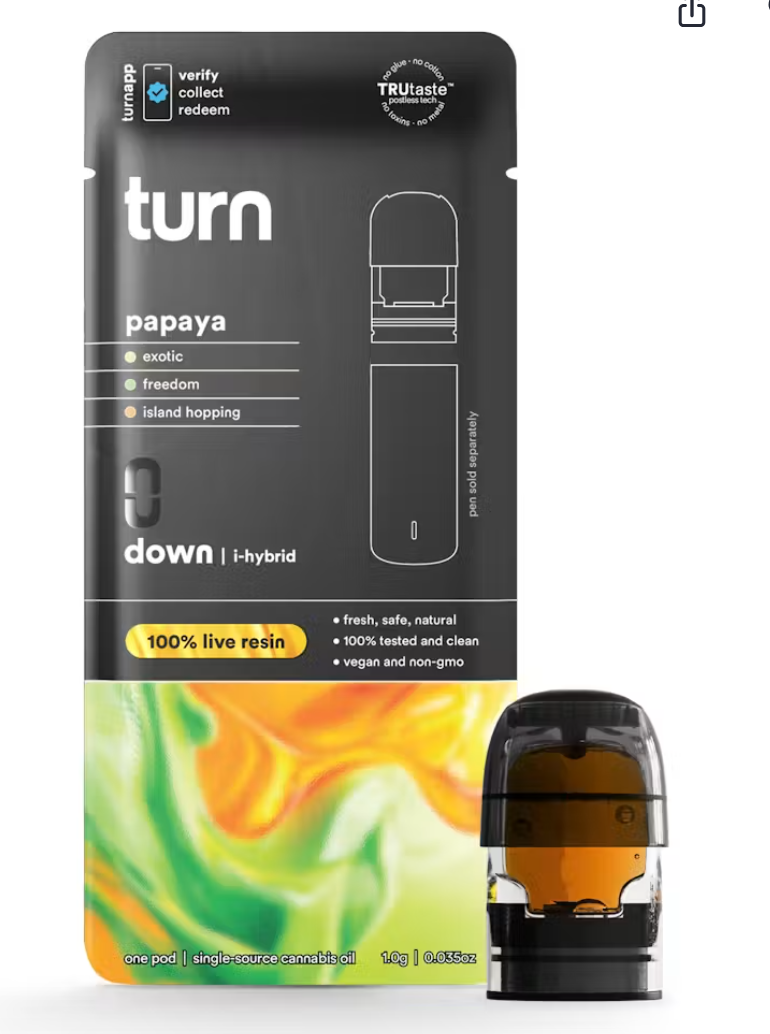 papaya Live Resin Vape Pod + Battery by Turn 1g