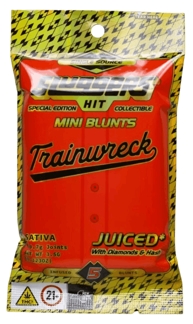 Trainwreck Double Infused Glass Tip Blunt 5 pack by Sluggers 3.5g