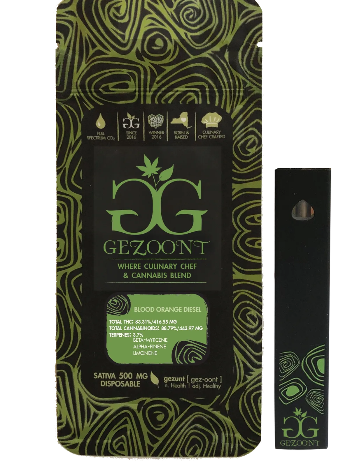 Blood Orange Diesel Sativa Vape Half Gram 0.5g by Gezoont