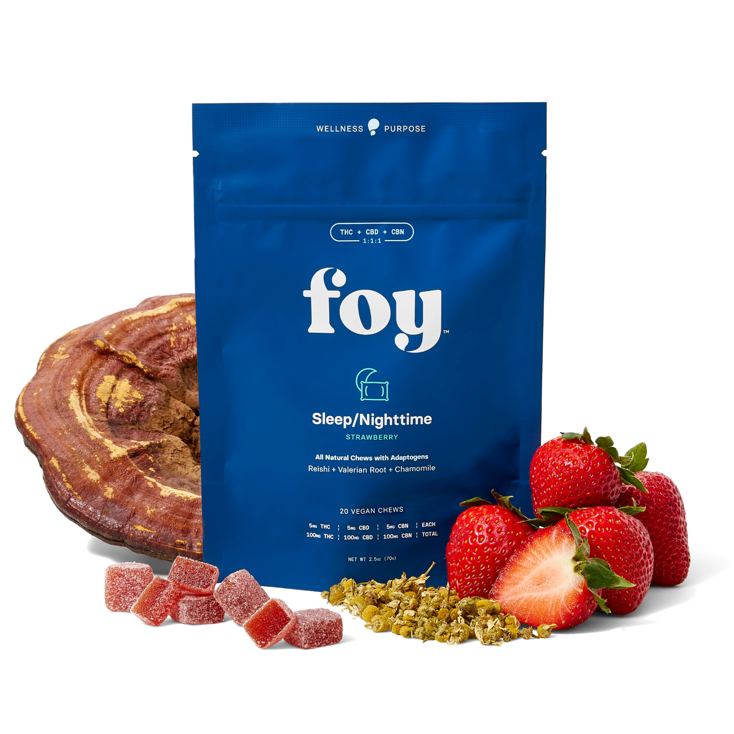 Nighttime Chews w/ Organic Adaptogens 1:1:1 THC/CBD/CBN - 20 pack, 100mg