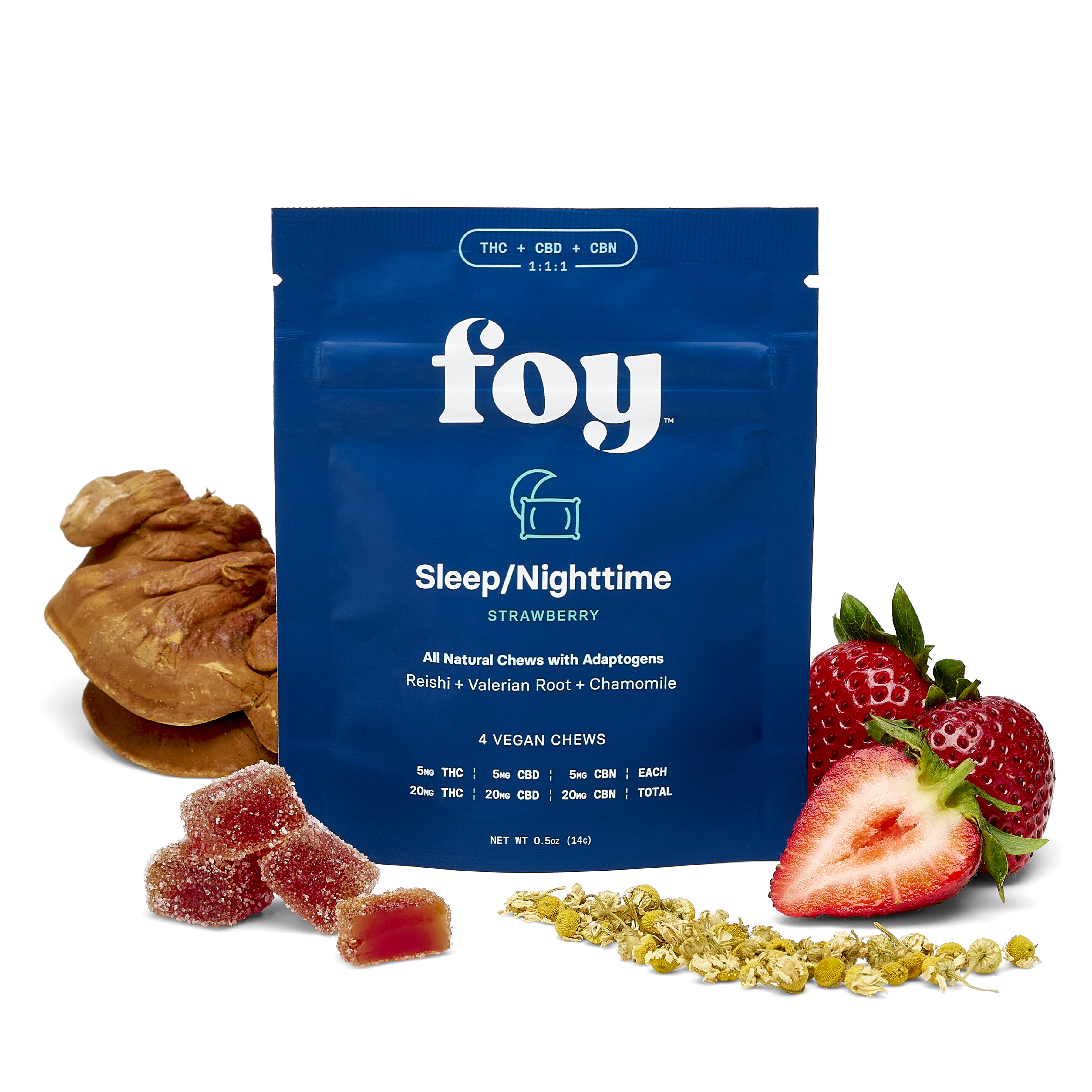 Nighttime Chews w/ Organic Adaptogens 1:1:1 THC/CBD/CBN - 4 pack, 20mg