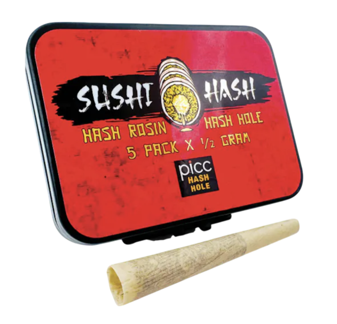 Columbian Lemonz Flower  x Fortified Jelly rosin Sushi Hash Hole 5 Pack Pre Rolls by Picc  2.5g