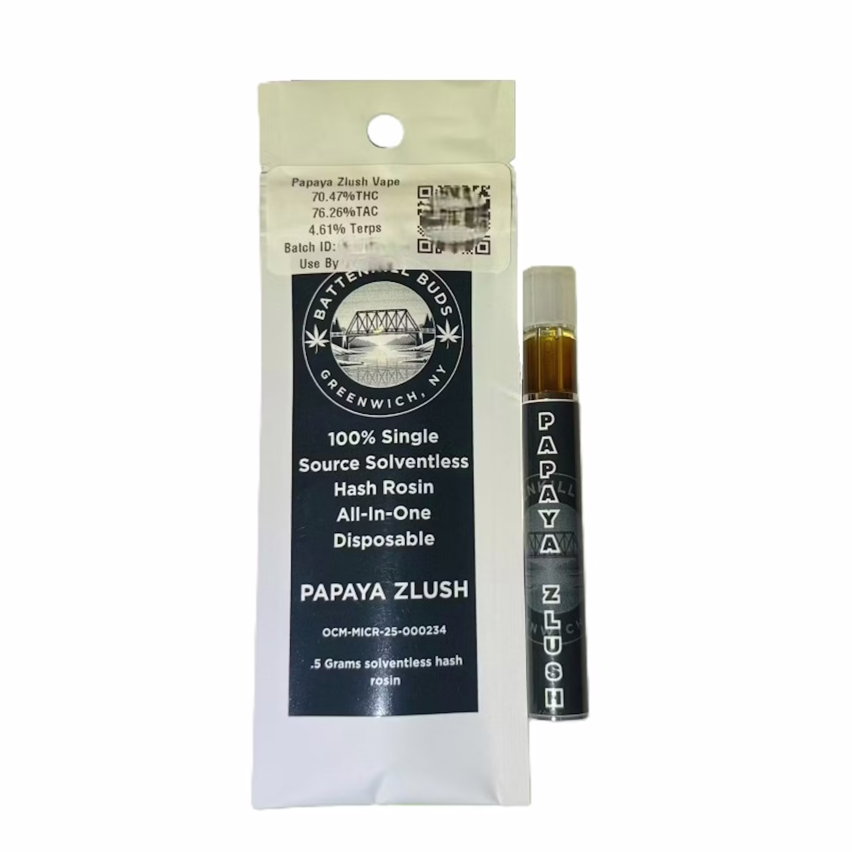 Papaya Zlush Hash Rosin Vape by Battenkill Buds