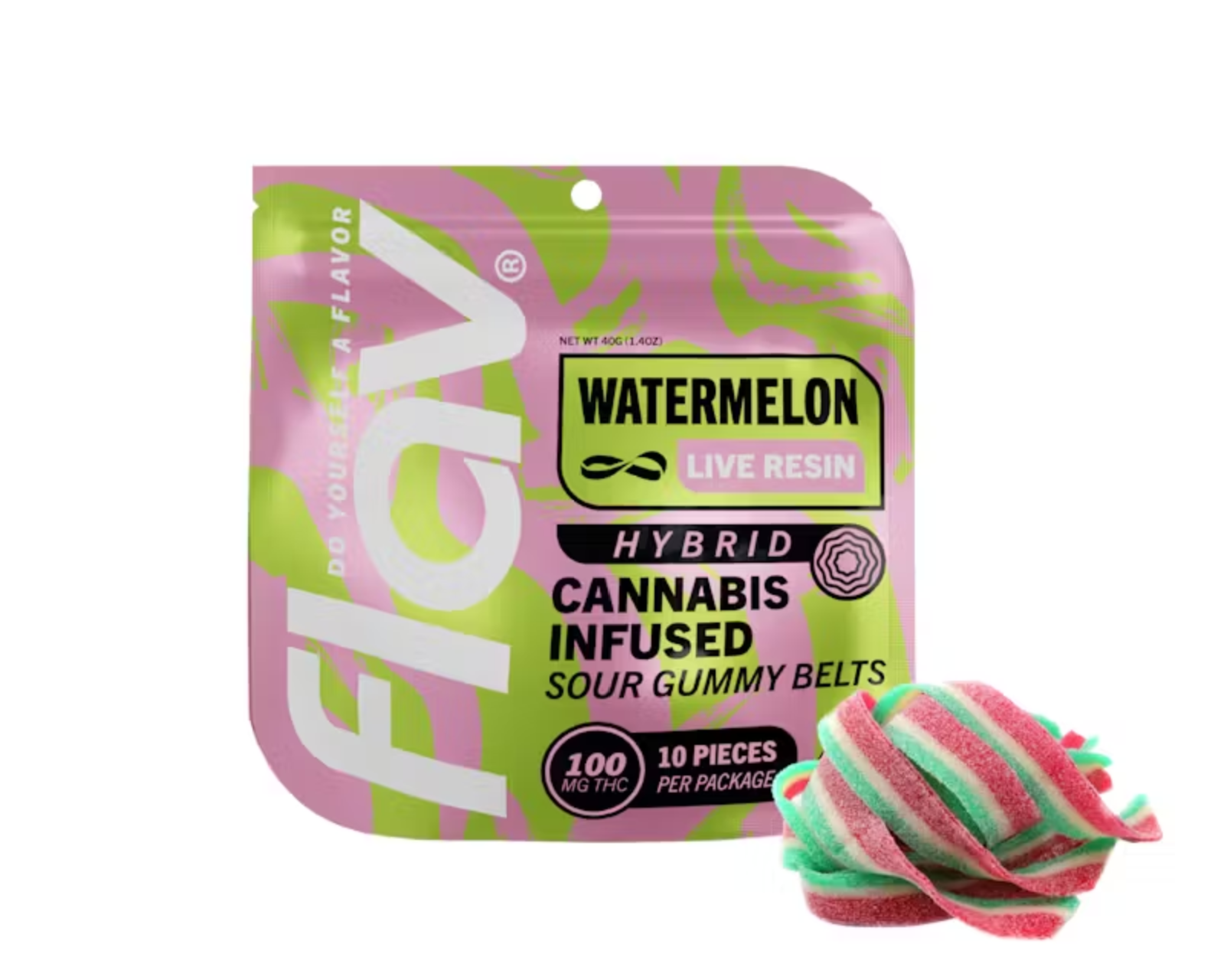 Sour Watermelon gummy belts 100mg 