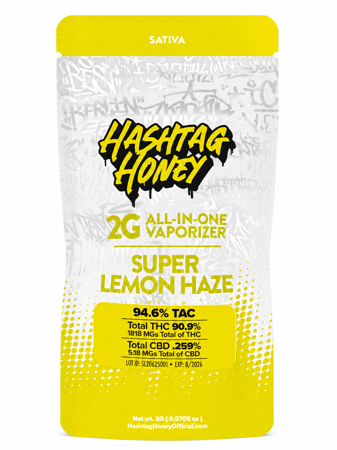 Super Lemon Haze All In One Disposable Vape by Hashtag Honey 2g
