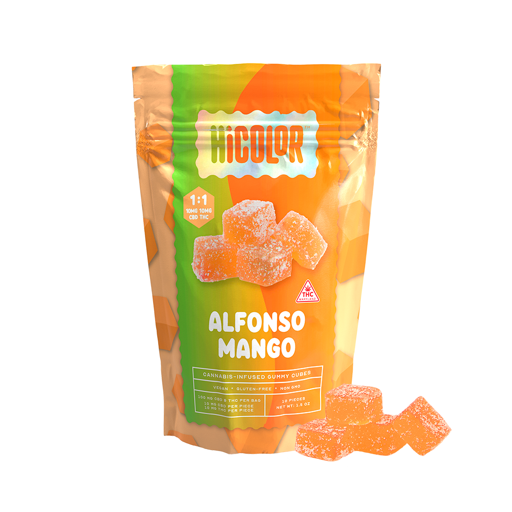 Alfonso Mango  10 pack THC gummies by Hi Color 100mg