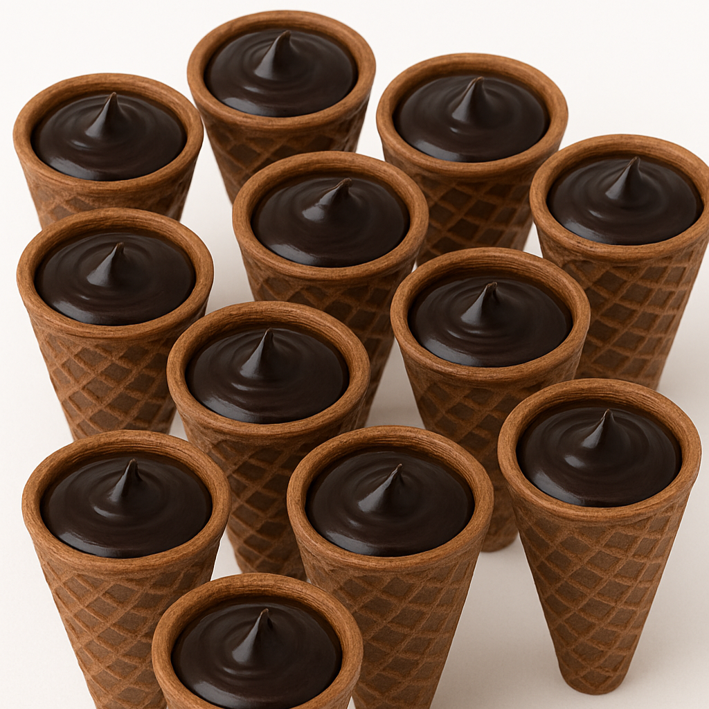 Dark Chocolate Filled Waffle Cones 10 Pack (100 mg)