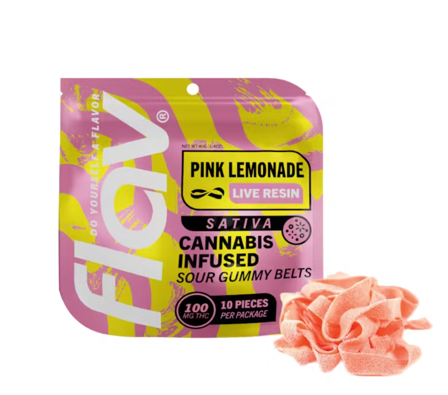 Pink Lemonade Sour Gummy Belts 100mg