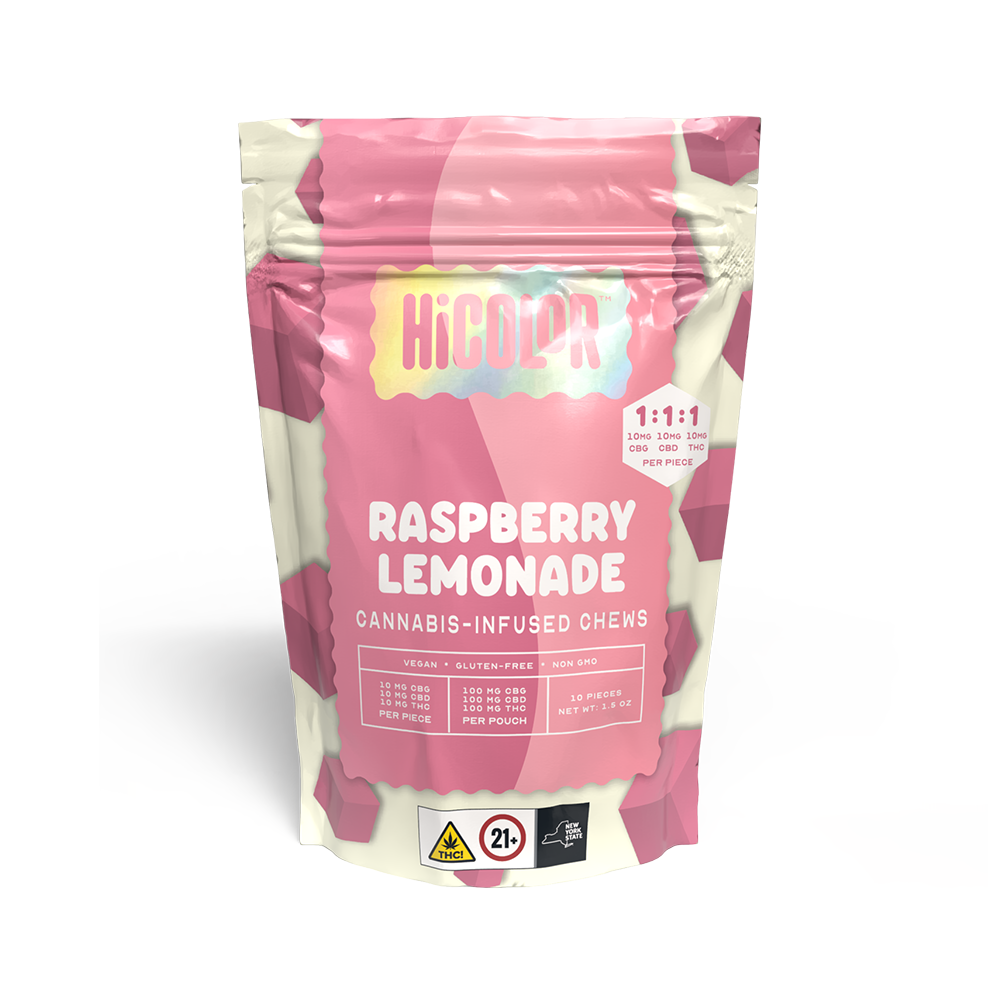 Raspberry Lemonade 10 pack THC gummies by Hi Color 100mg