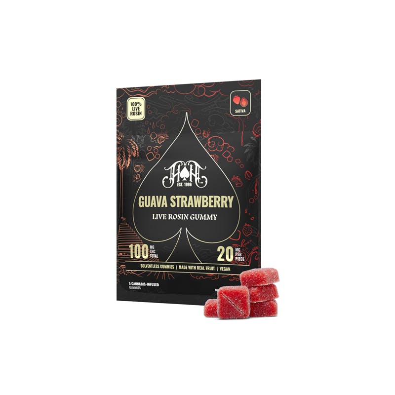 Guava Strawberry Certified Kosher Live Rosin Gummies 5 Pack by Heavy Hitters 100mg