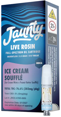 Ice Cream Souffle Live Rosin 510 Vape cart (Sativa) by Jaunty 0.5g