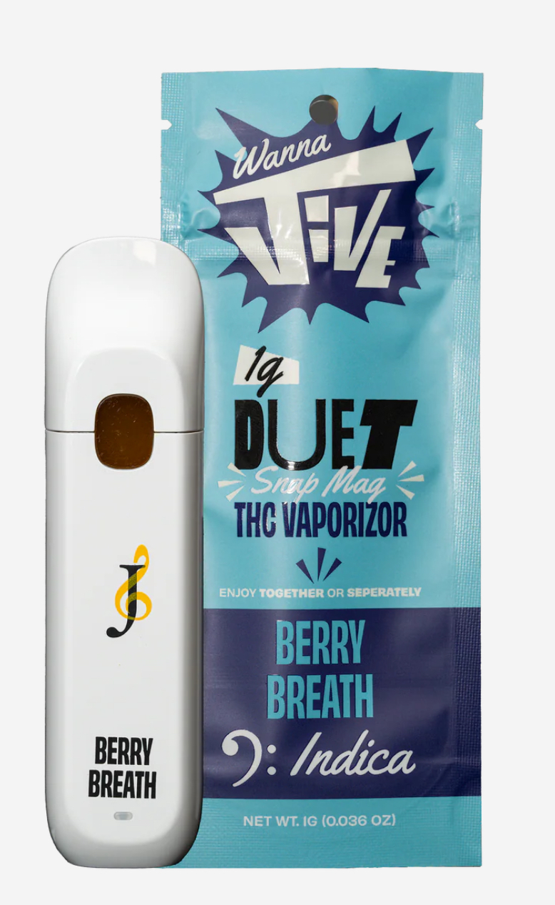 Berry Breath Live Resin AIO Disposable Vape (Indica) Duet Snap Mag by Wanna Jive - 1g